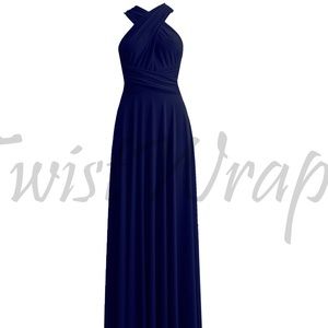 Navy Twist-Wrap Bridesmaid Dress